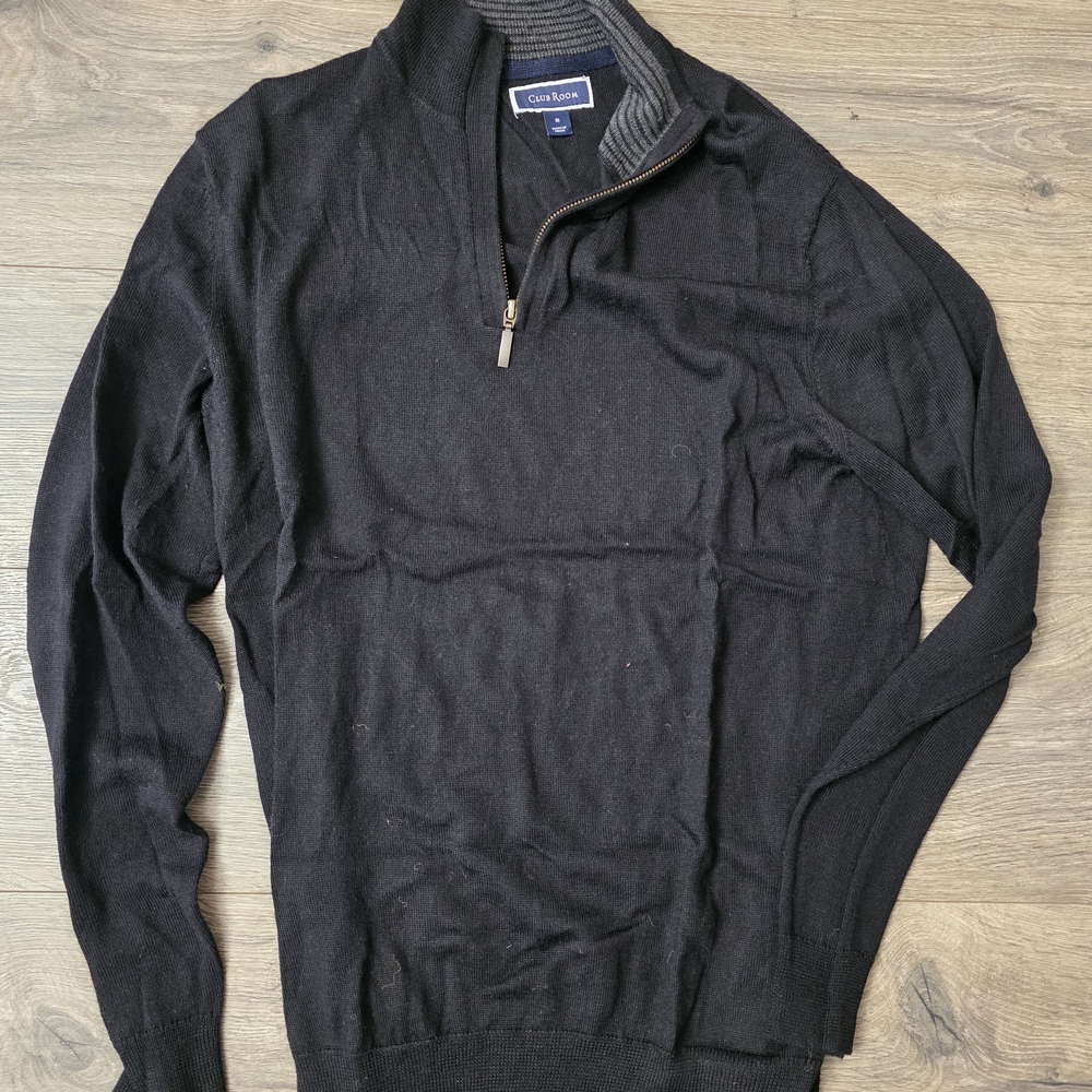Club Room Men's Black Half-Zip Pullover Sweater